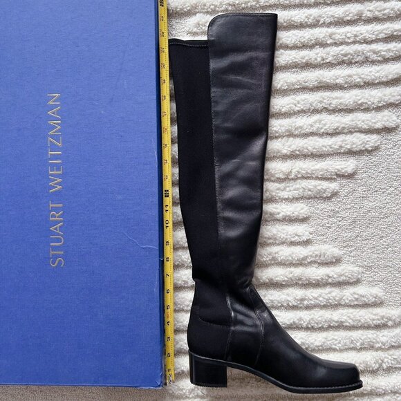 Stuart Weitzman City 5050 Block Heel Over The Knee OTK Black Leather Boots US7.5 - Picture 13 of 13